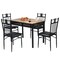 5 Pieces Dining Set Wood Metal Table and 4 Chairs with Cushions